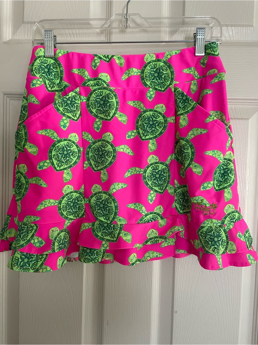 Bright Pink Turtle-Print Skort